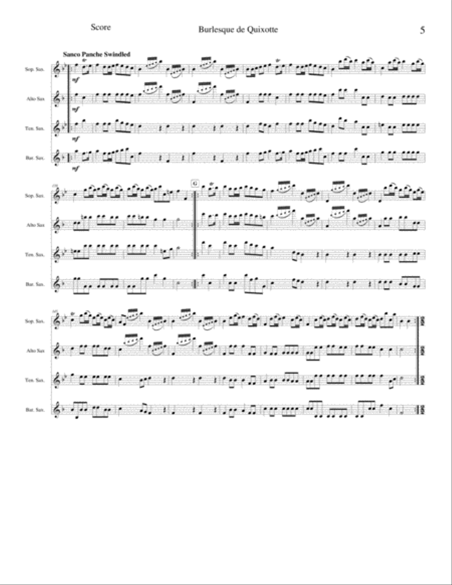 Burlesque de Quixotte (Don Quixotte Suite) Saxophone Quartet scores gallery preview page 5