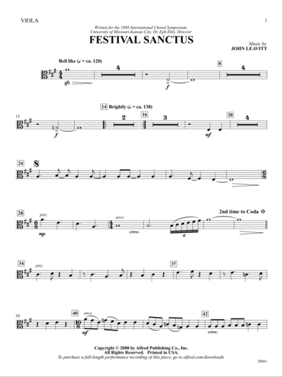 Festival Sanctus: Viola Viola scores gallery preview page 1