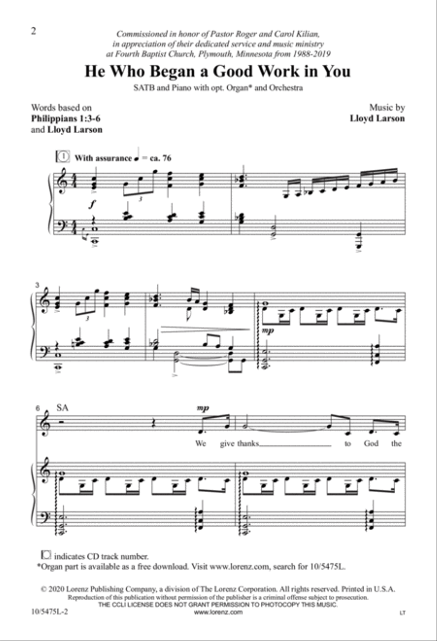 He Who Began a Good Work in You 4-Part scores gallery preview page 2