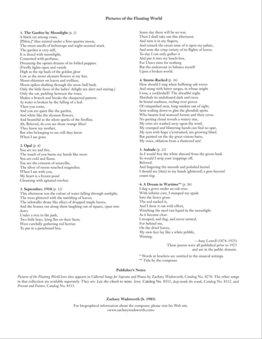 Pictures of the Floating World Soprano Voice scores gallery preview page 1