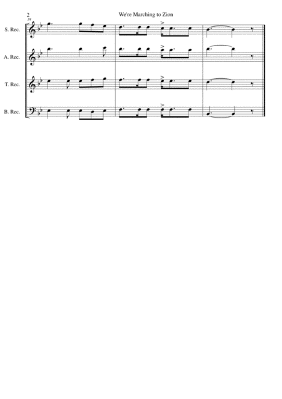 We're Marching to Zion for recorder quartet Soprano Recorder scores gallery preview page 2