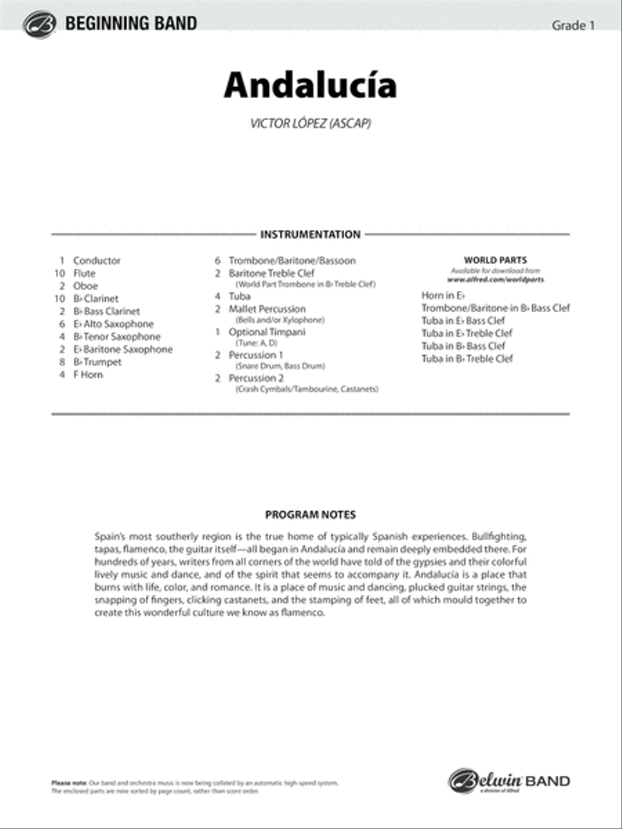 Andalucía: Score Andalucía: Score Concert Band scores gallery preview page 1