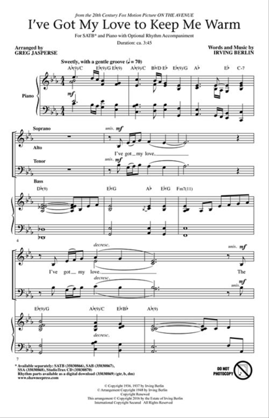 I've Got My Love to Keep Me Warm 4-Part scores gallery preview page 2