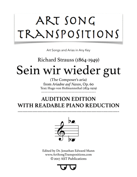 Composer's aria (audition edition with readable piano reduction)