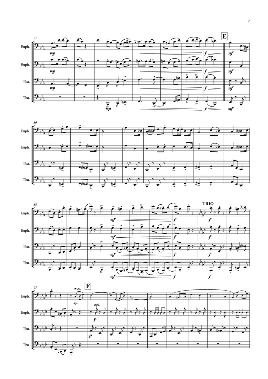Drachenfels voraus! - German March - Oktoberfest - Low Brass Quartet/Tuba Quartet Brass Quartet scores gallery preview page 3