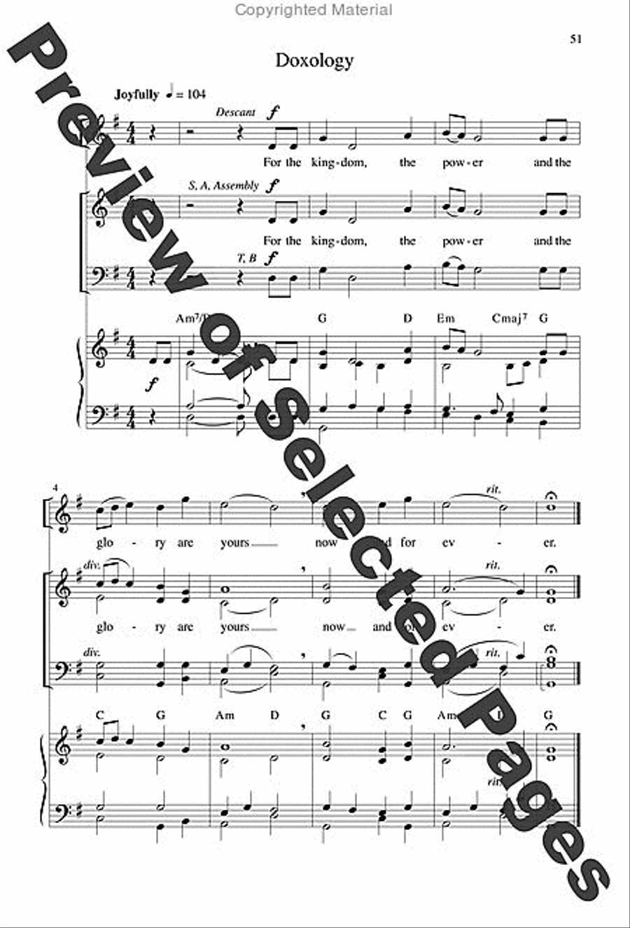 Jubilation Mass - Choral / Accompaniment edition 4-Part scores gallery preview page 34
