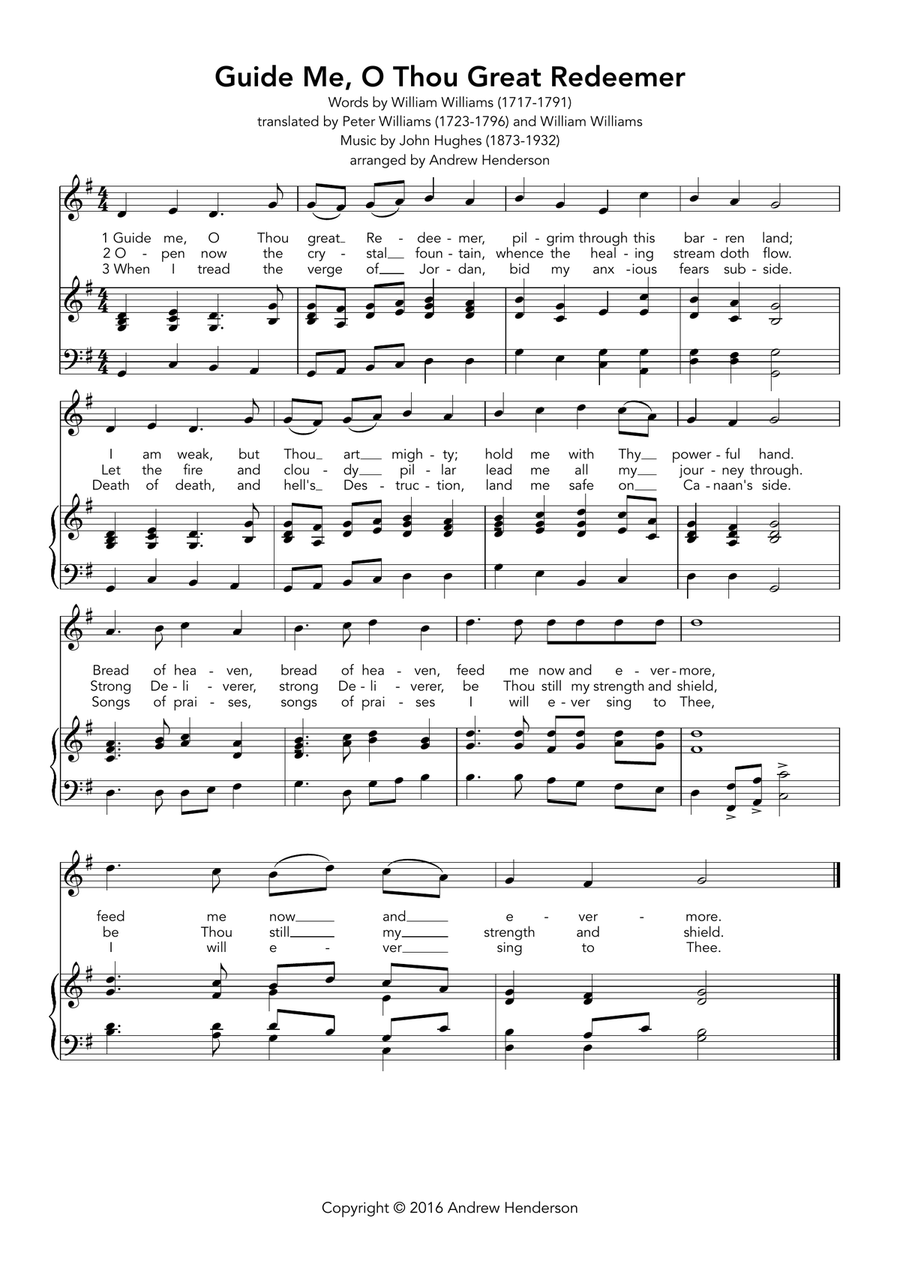 Guide me, O thou great redeemer (easy piano with voice) Piano, Vocal scores gallery preview page 1