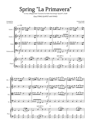 "Spring" (La Primavera) by Vivaldi - Easy version for STRING QUARTET & PIANO