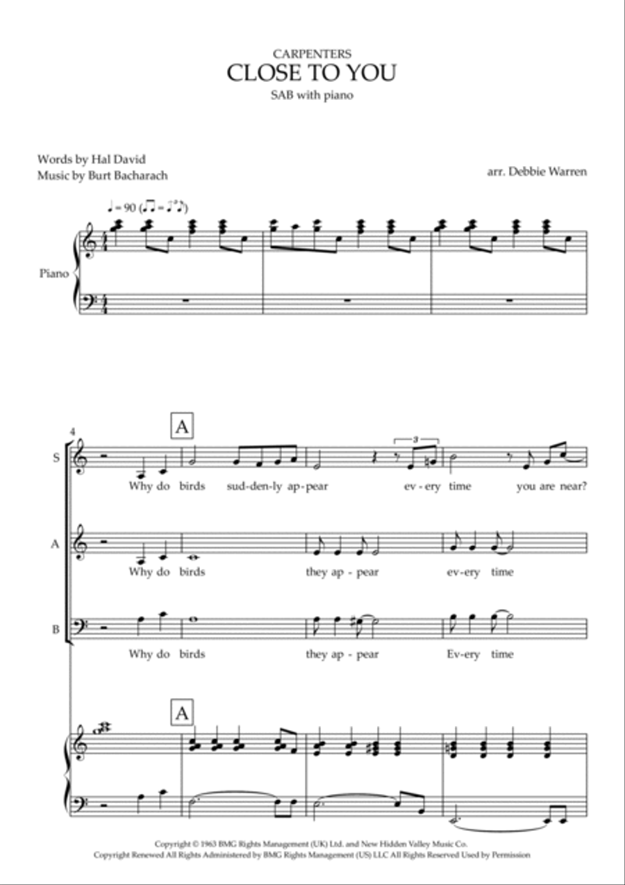 (they Long To Be) Close To You 3-Part scores gallery preview page 2