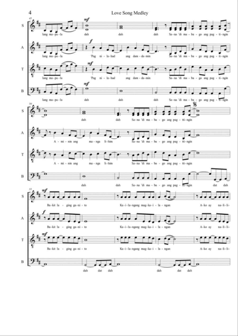 OPM Love Song Medley 4-Part scores gallery preview page 4