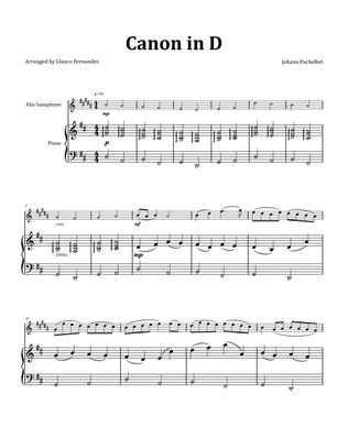 Canon by Pachelbel - Alto Saxophone & Piano