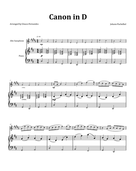 Canon by Pachelbel - Alto Saxophone & Piano image number null