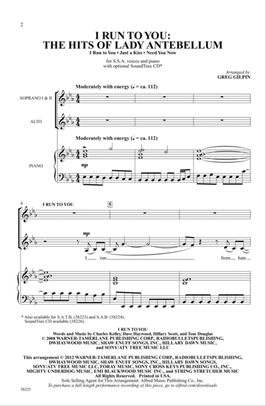I Run to You: The Hits of Lady Antebellum Choir scores gallery preview page 1