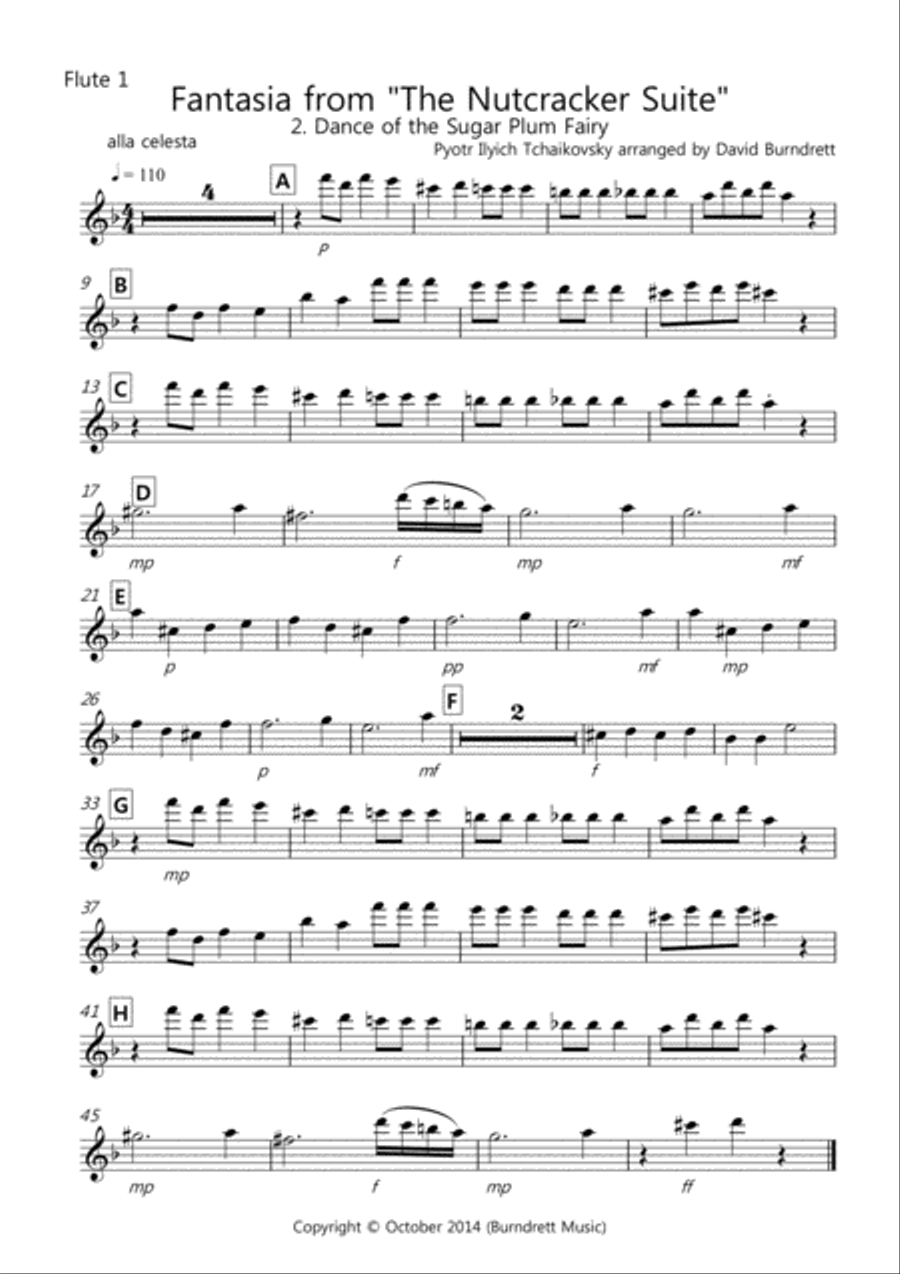 Dance of the Sugar Plum Fairy (fantasia from Nutcracker) for Flute Quartet Flute Quartet scores gallery preview page 6
