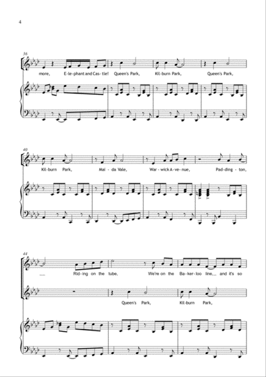 The Bakerloo Line . A Round for four voices 4-Part scores gallery preview page 4