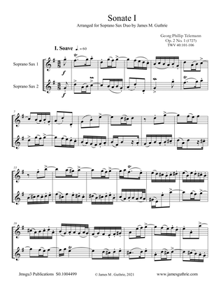 Telemann: Six Sonatas Op. 2 Complete for Soprano Sax Duo