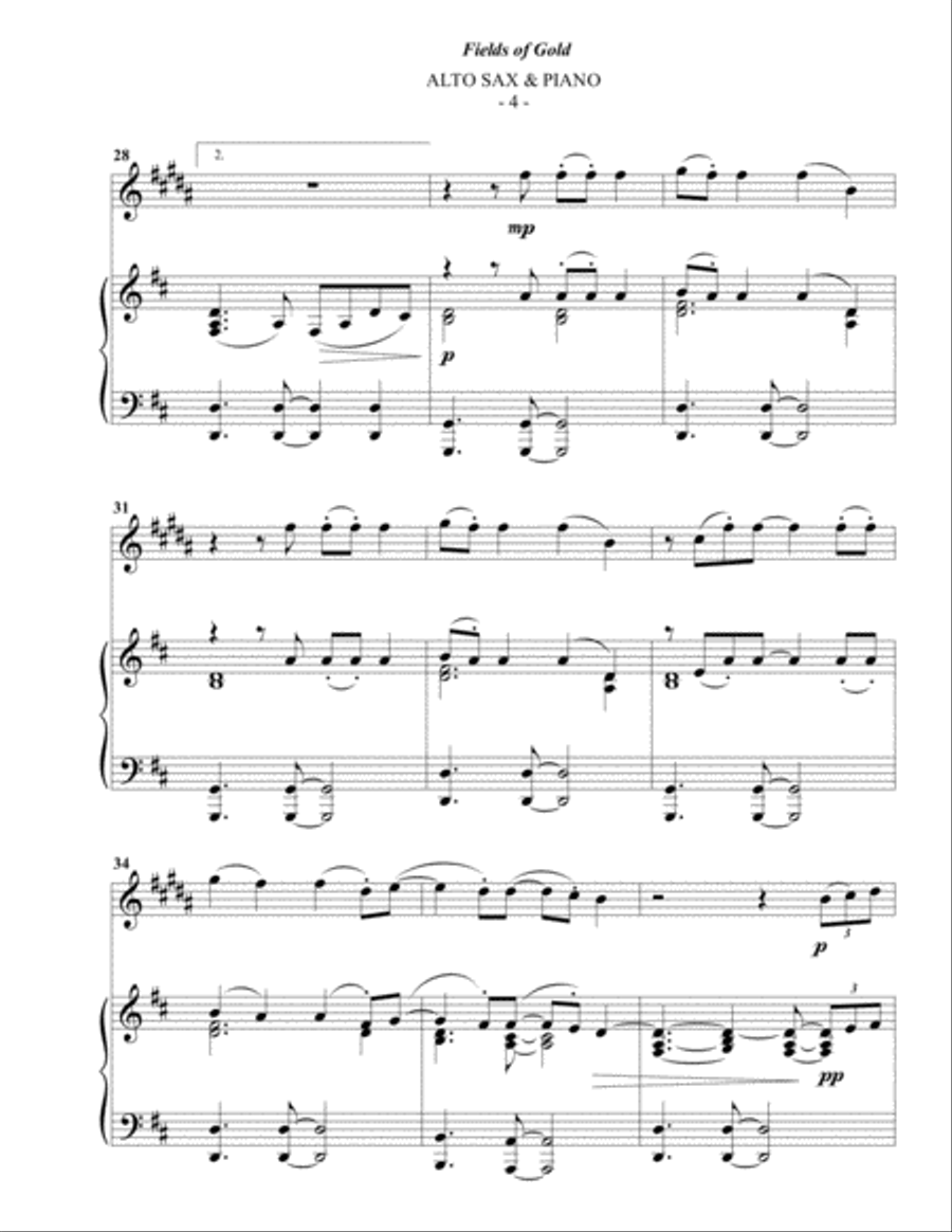 Fields Of Gold Alto Saxophone scores gallery preview page 4