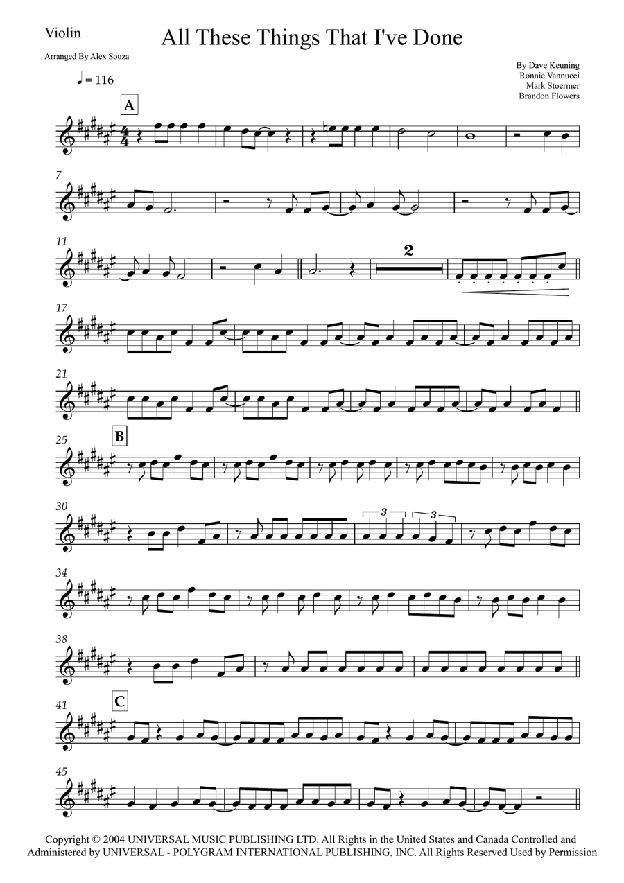 All These Things That I've Done Violin Solo scores gallery preview page 1