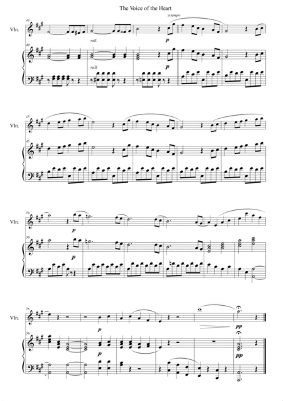 The voice of the heart (La Voix du Coeur) - for violin and piano Small Ensemble scores gallery preview page 3