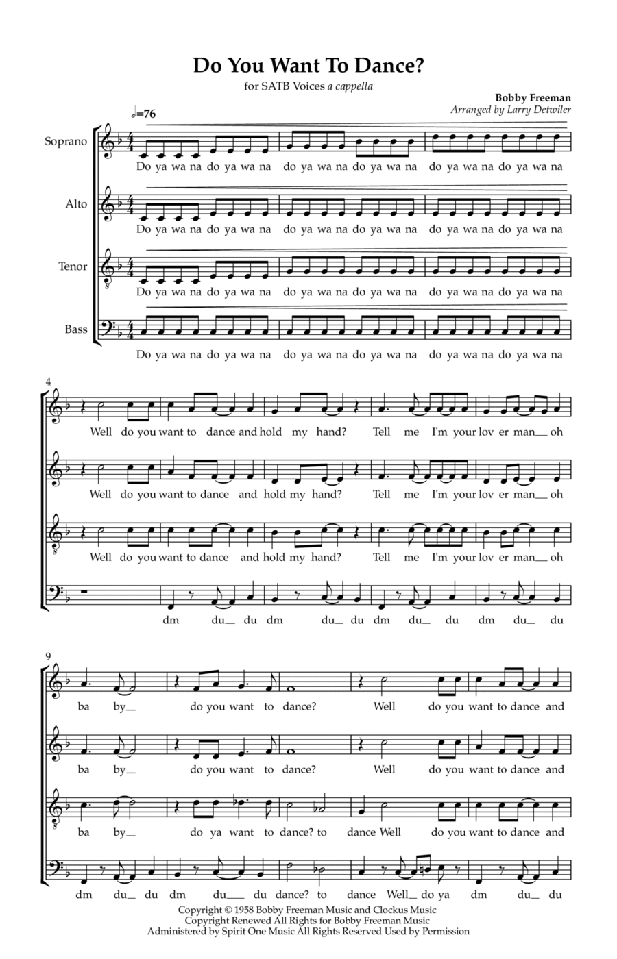 Do You Want To Dance? 4-Part scores gallery preview page 1