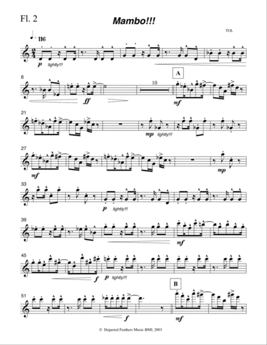 Mambo!!! Flute 2 part Mambo!!! Flute 2 part Full Orchestra scores gallery preview page 1