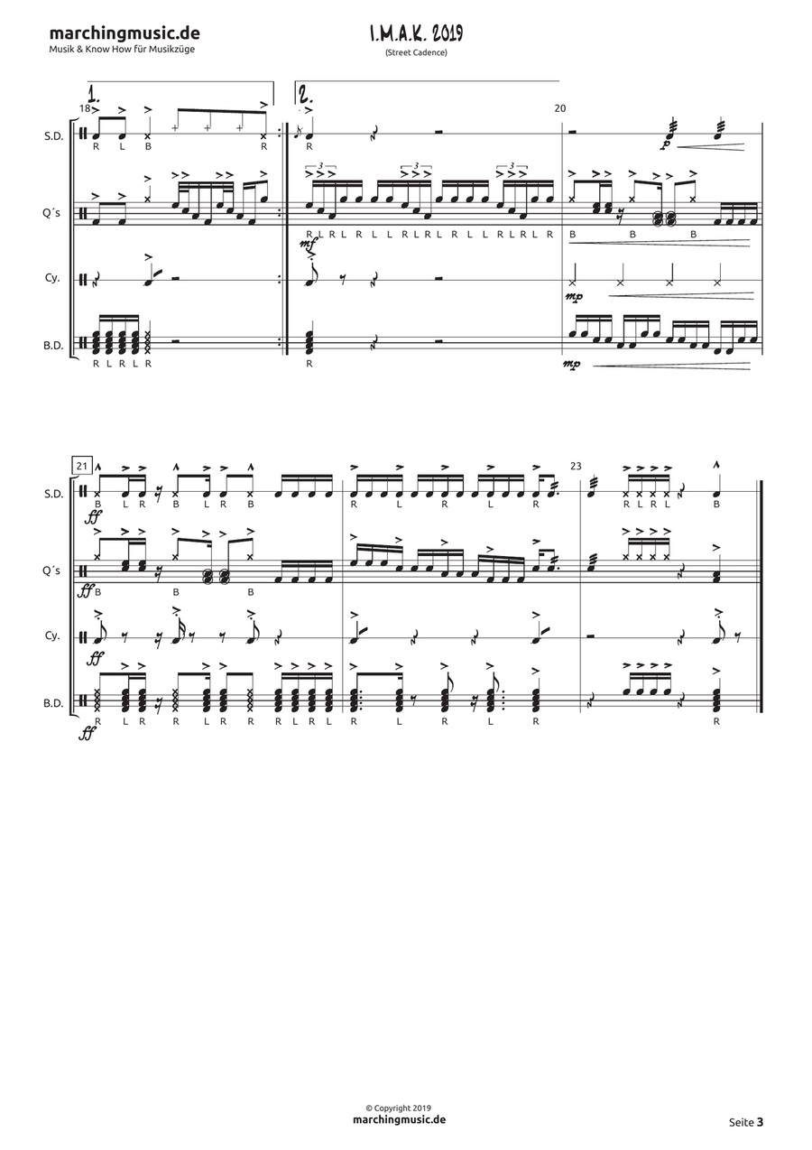 I.M.A.K. Cadence 2019 (Street Beat) Marching Band scores gallery preview page 4