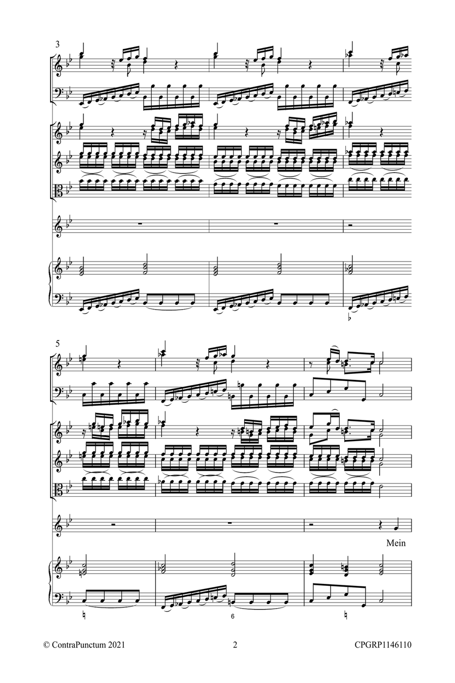Graupner Christoph Cantata Mein Sorgen Schiff fährt nur auf Unglücks Fluthen GWV 1146/11 Small Ensemble scores gallery preview page 6