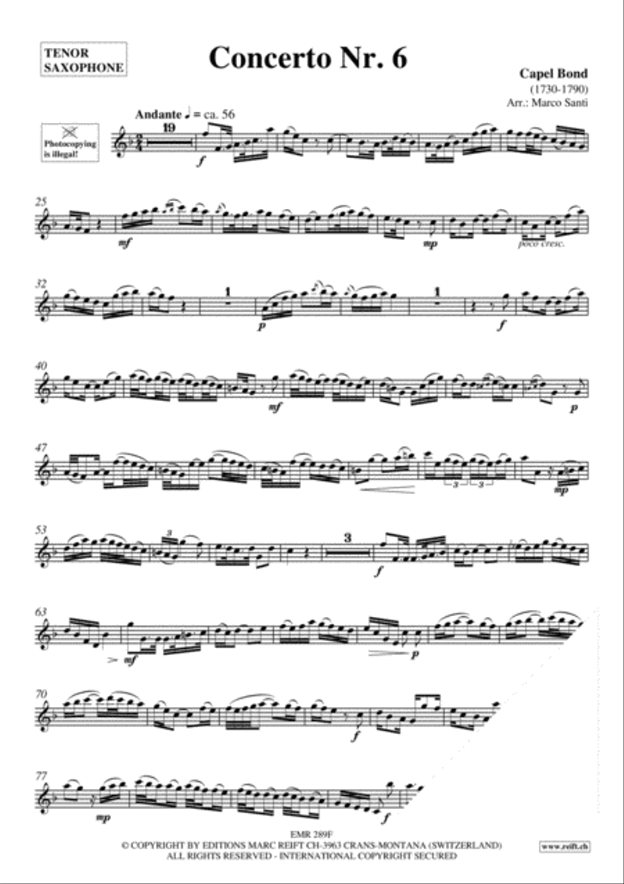 Concerto No. 6 Tenor Saxophone scores gallery preview page 3