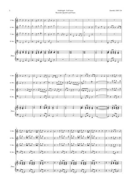Hallelujah by Handel for Recorder Quartet and Piano image number null