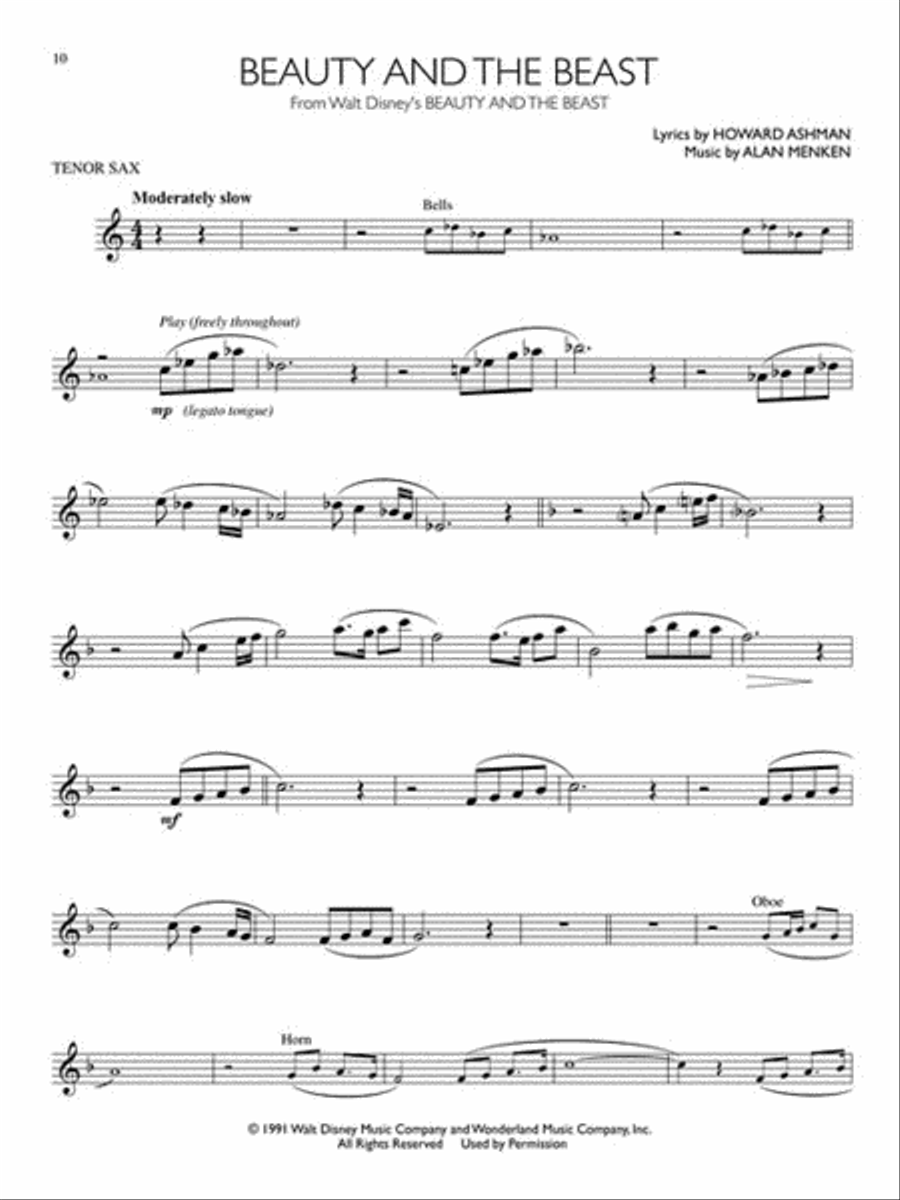 Disney Movie Hits for Tenor Sax Tenor Saxophone scores gallery preview page 5