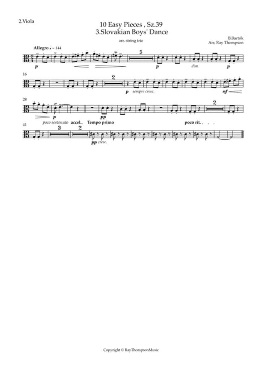 Bartók: 10 Easy Pieces , Sz.39 3.Slovakian Boys' Dance - string trio image number null