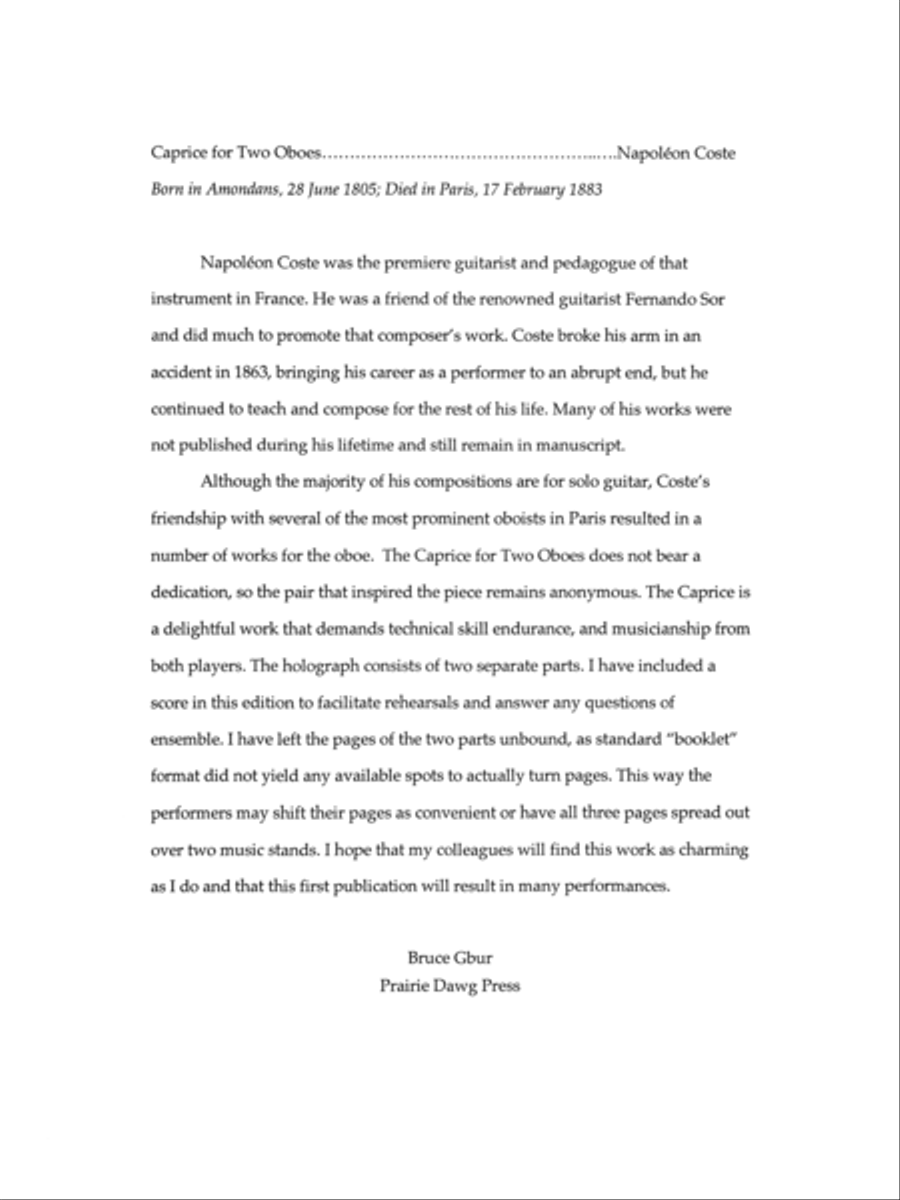 Caprice for Two Oboes Oboe scores gallery preview page 2