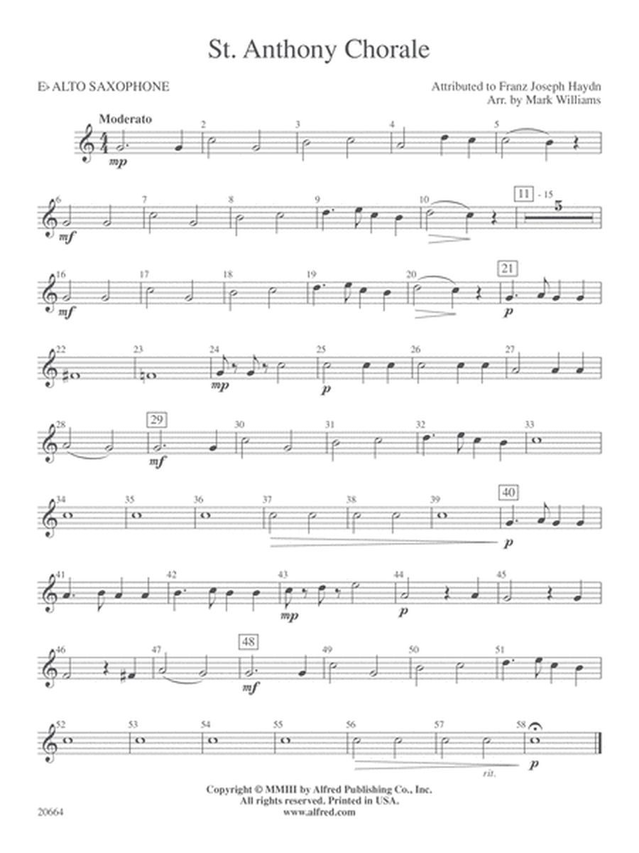 St. Anthony Chorale: E-flat Alto Saxophone