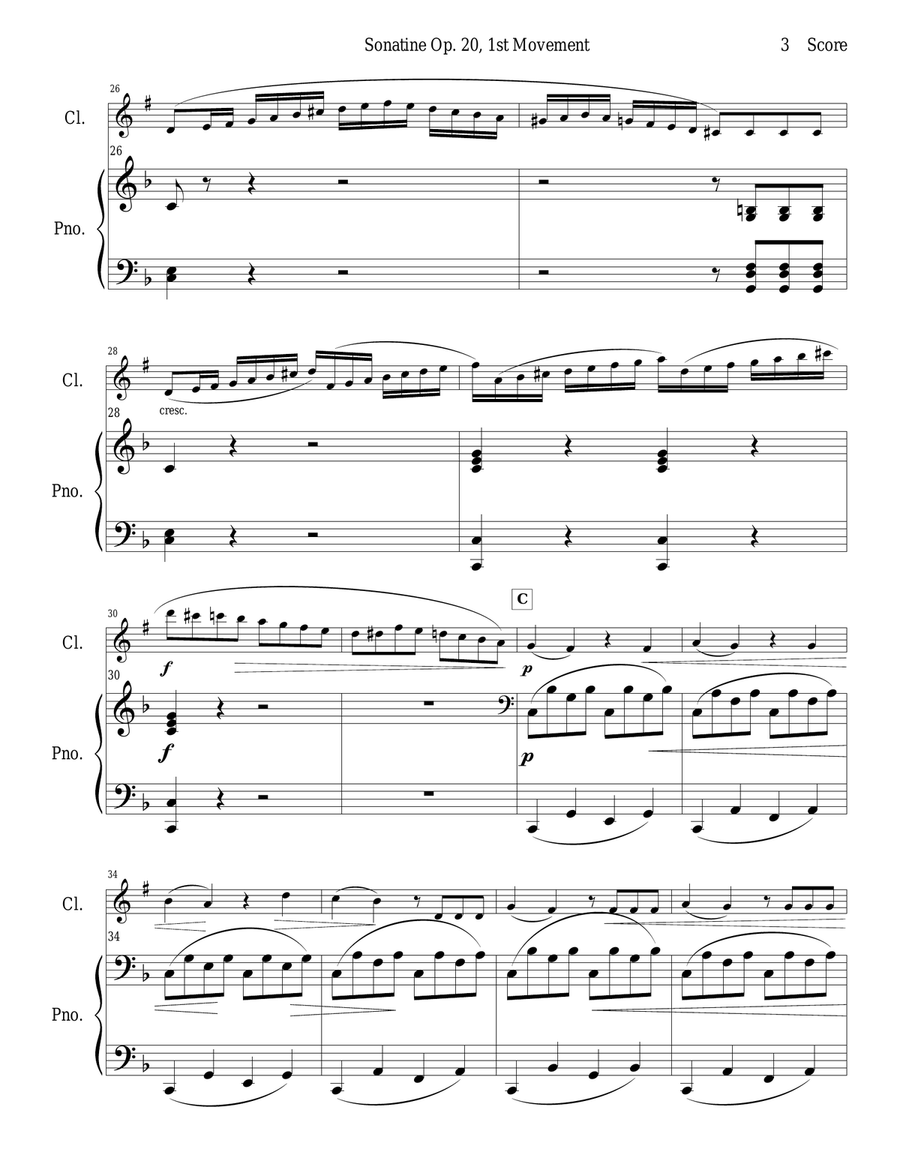Sonatine by Kuhlau for Clarinet and Piano B-Flat Clarinet scores gallery preview page 5
