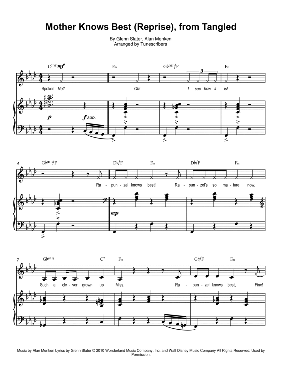 Mother Knows Best (Reprise), from Tangled Voice scores gallery preview page 1