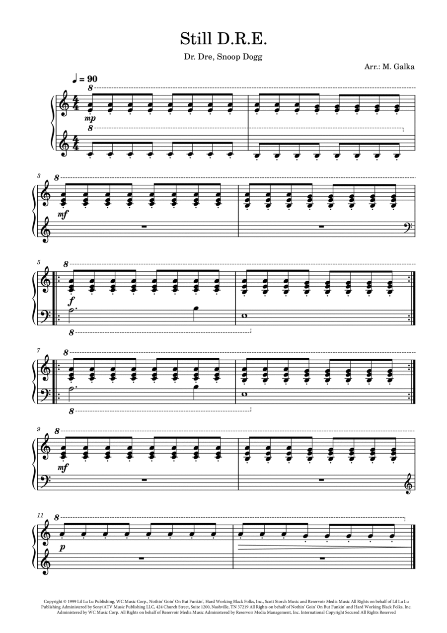 Still D.r.e. Piano Solo scores gallery preview page 1