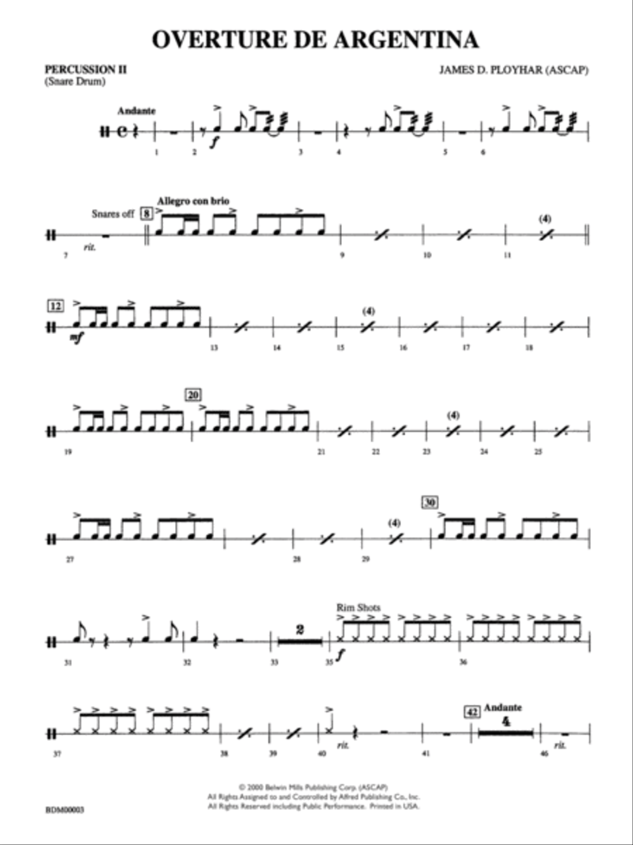 Overture de Argentina: 2nd Percussion Concert Band scores gallery preview page 1