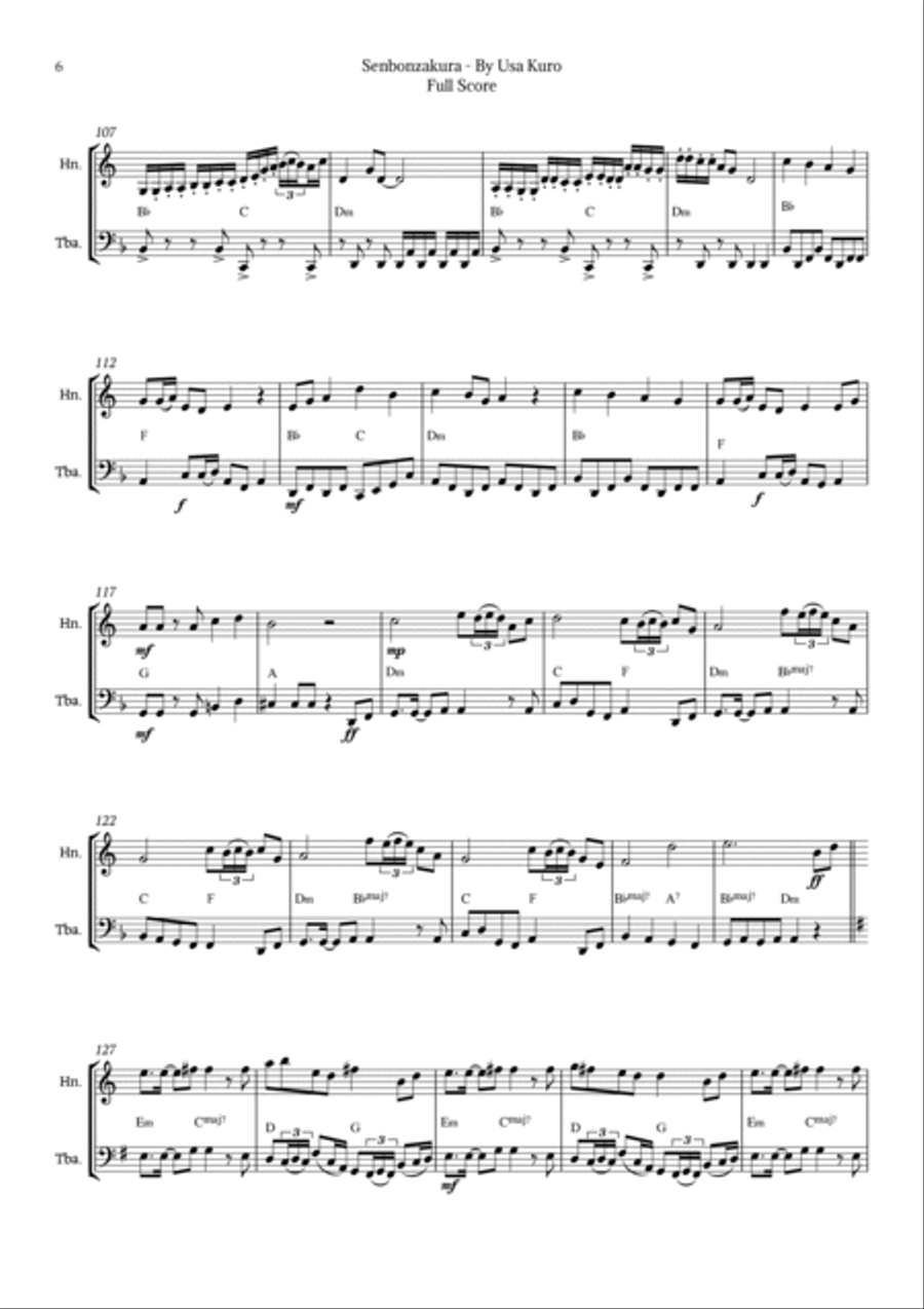 Senbonzakura Brass Duet scores gallery preview page 6