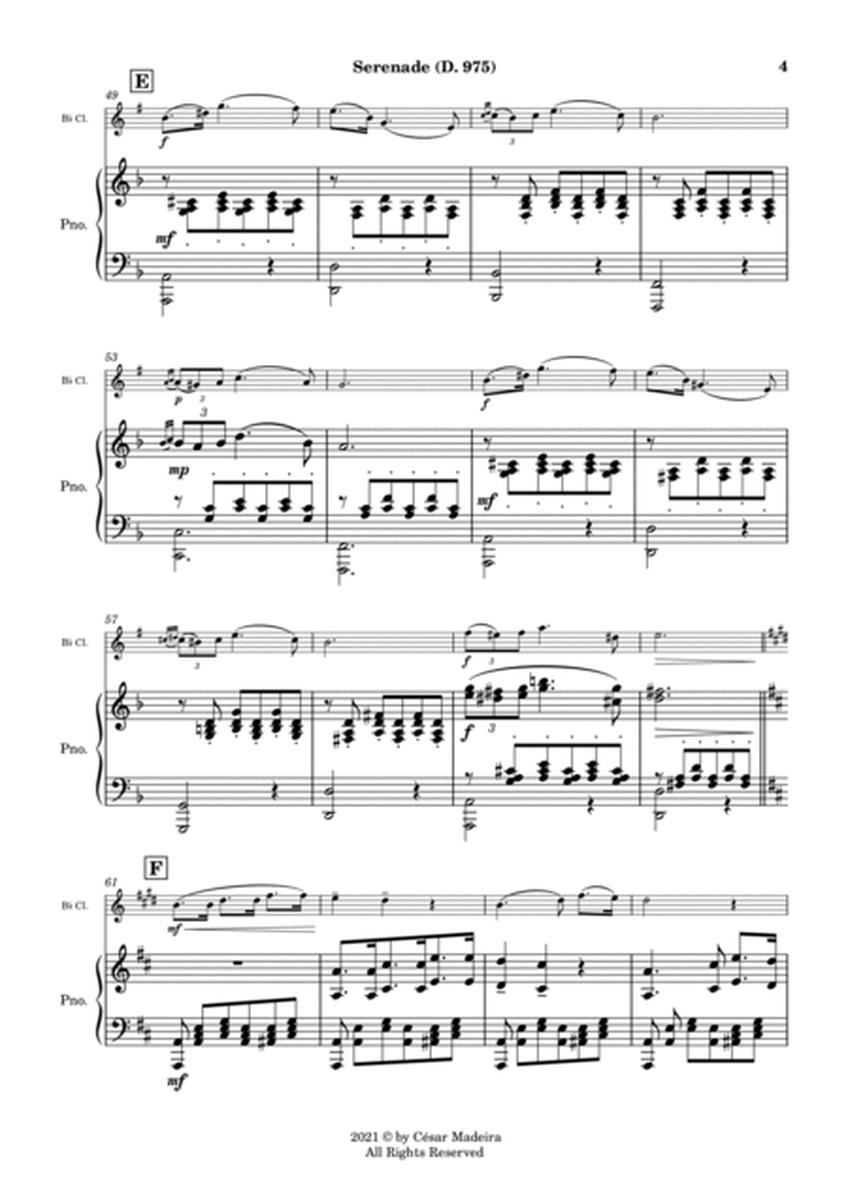 Serenade (D.975) by Schubert - Bb Clarinet and Piano (Full Score and Parts) image number null
