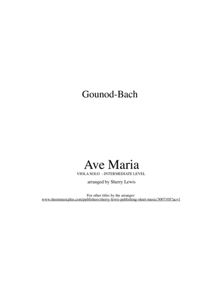 Book cover for Ave Maria for Viola Solo by Gounod-Bach