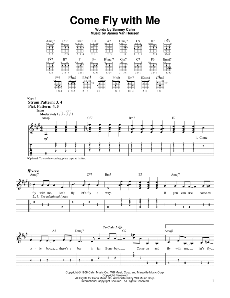 Come Fly With Me Electric Guitar scores gallery preview page 1