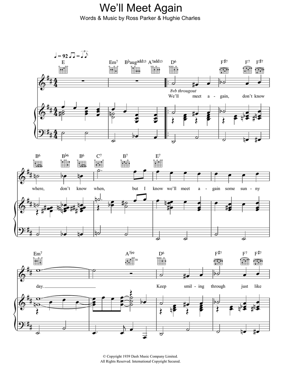 We'll Meet Again Piano, Vocal, Guitar scores gallery preview page 1