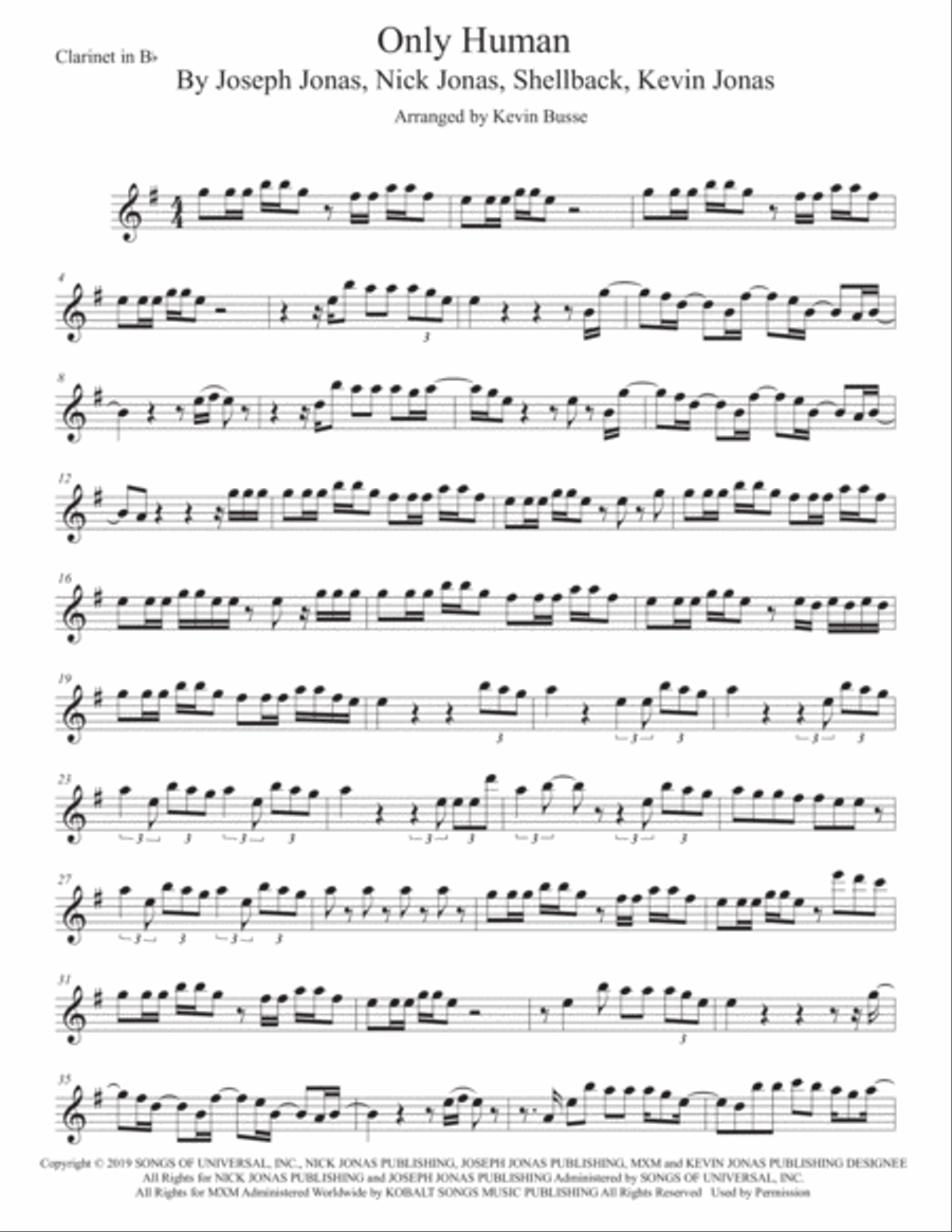 Only Human Clarinet Solo scores gallery preview page 1
