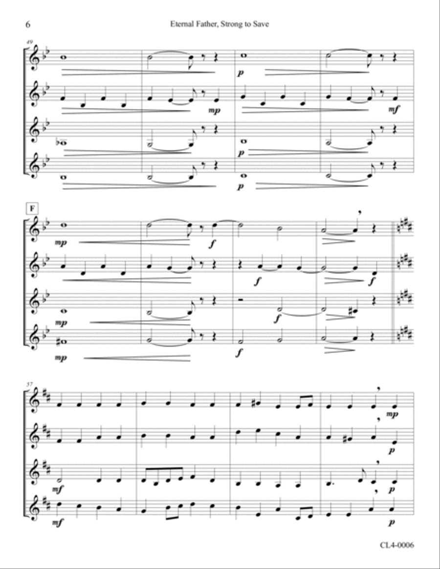 Eternal Father, Strong to Save (Navy Hymn) Woodwind Quartet scores gallery preview page 6