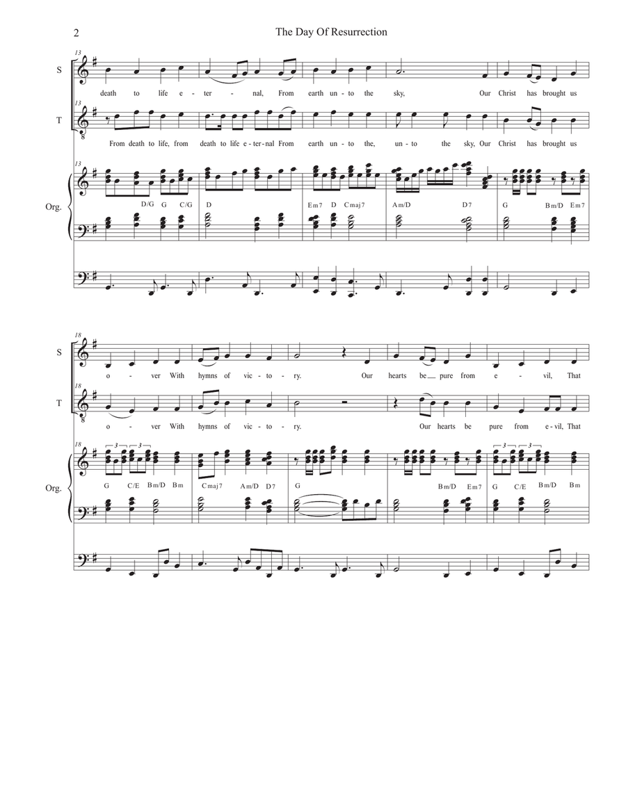 The Day Of Resurrection (2-part choir (Soprano and Tenor) - Organ accompaniment) 2-Part scores gallery preview page 2