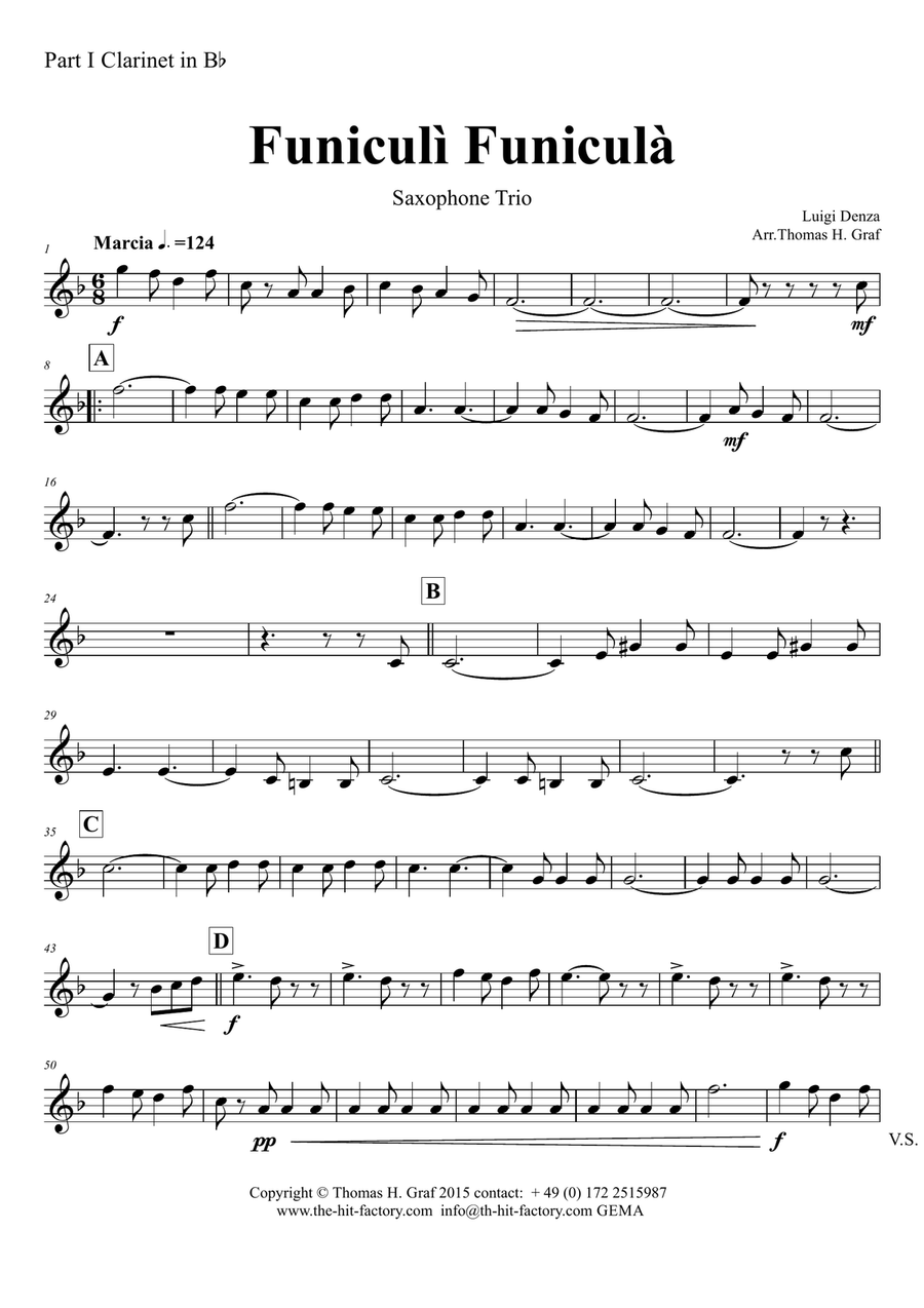 Funiculi Funicula - Italian Evergreen - Saxophone Trio Woodwind Trio scores gallery preview page 5