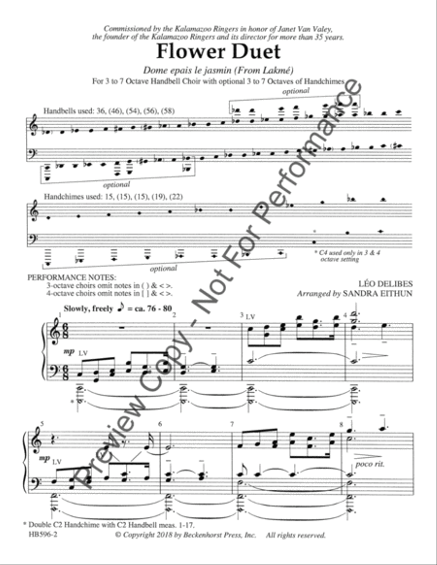 Flower Duet (Dome epais le jasmin (from Lakme) Handbell Choir scores gallery preview page 3