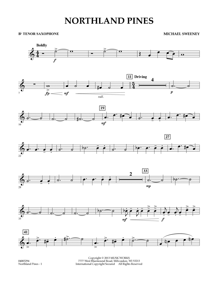 Northland Pines - Bb Tenor Saxophone Concert Band scores gallery preview page 1