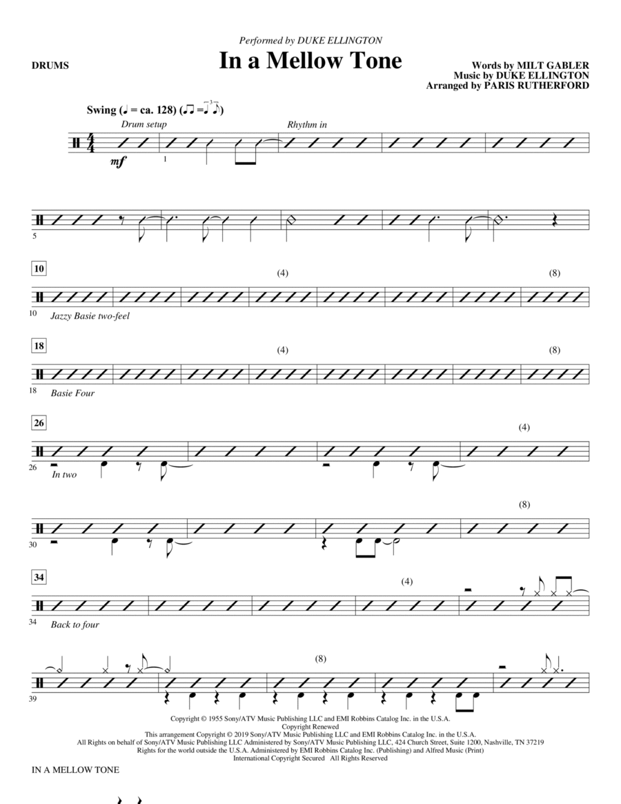 In a Mellow Tone (arr. Paris Rutherford) - Drums