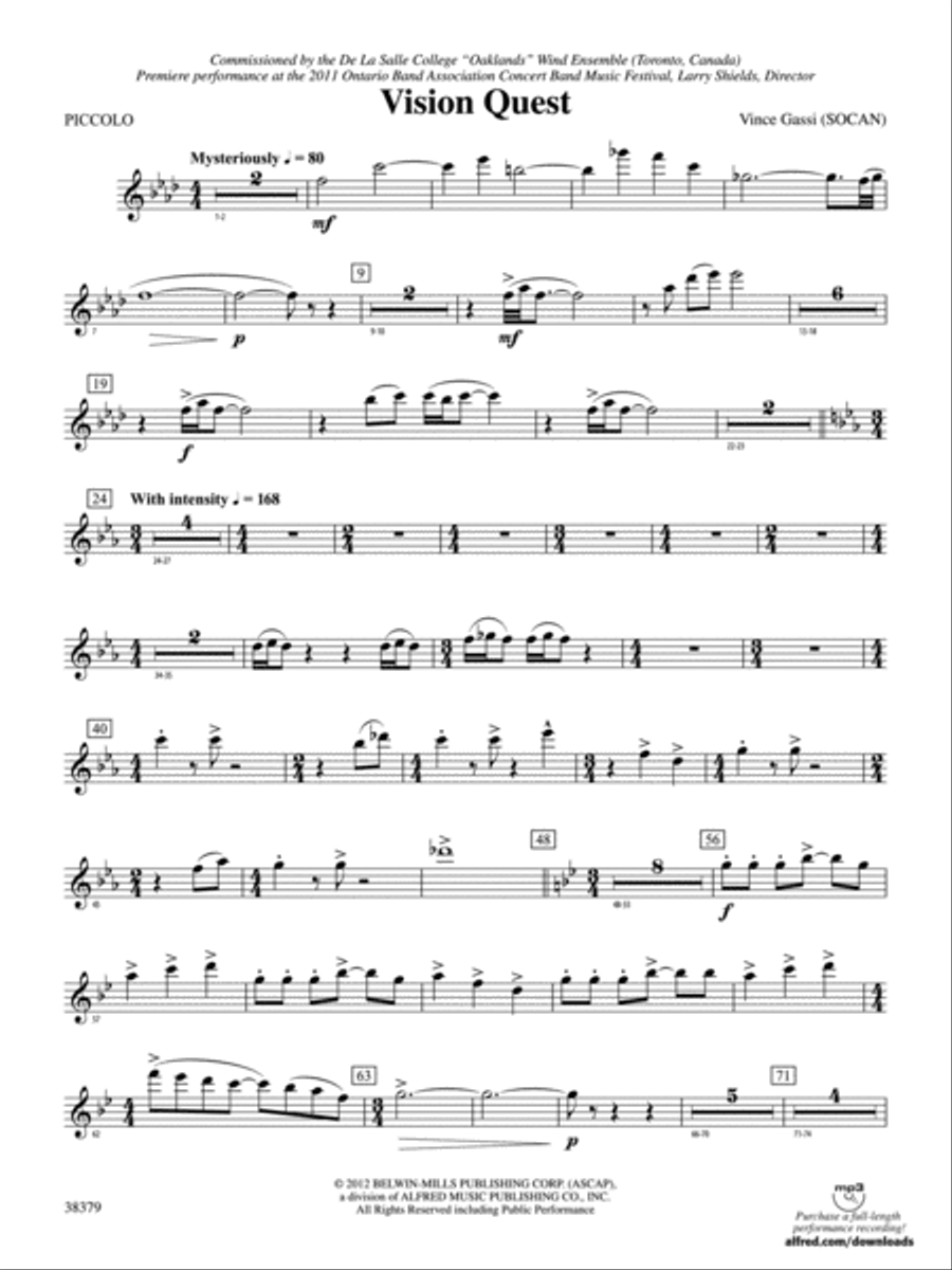Vision Quest: Piccolo Concert Band scores gallery preview page 1